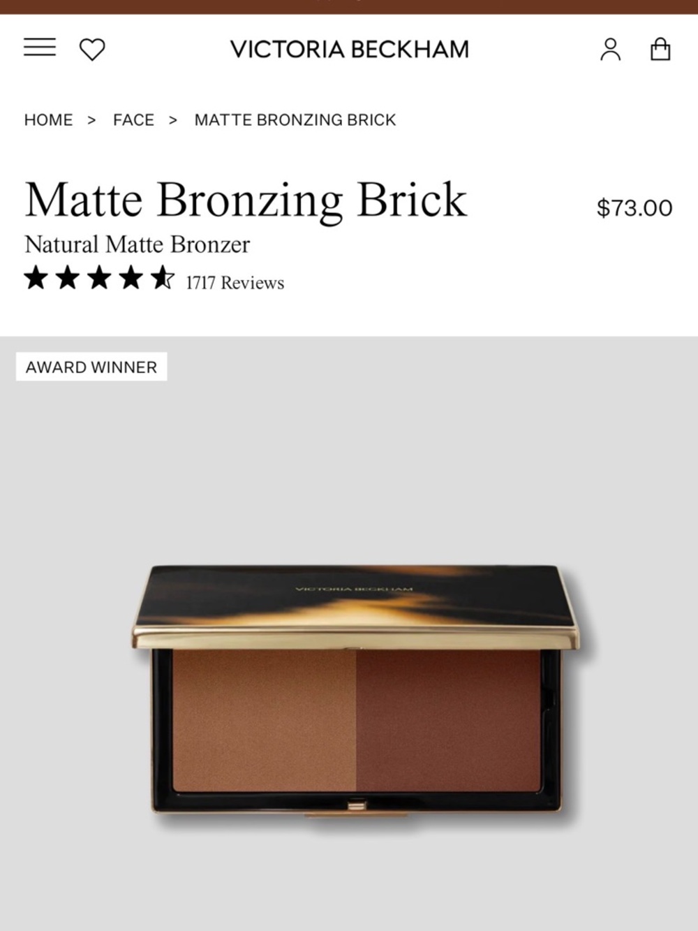 Victoria Beckham Beauty Bronzing Brick #05 Terracotta Tawny NIB Luxury Glow - Picture 4 of 4